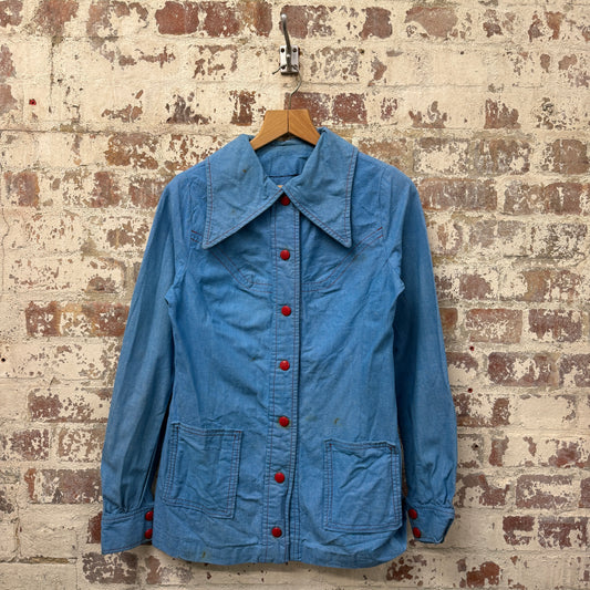 1970s Blue Cotton "Collar' Jacket