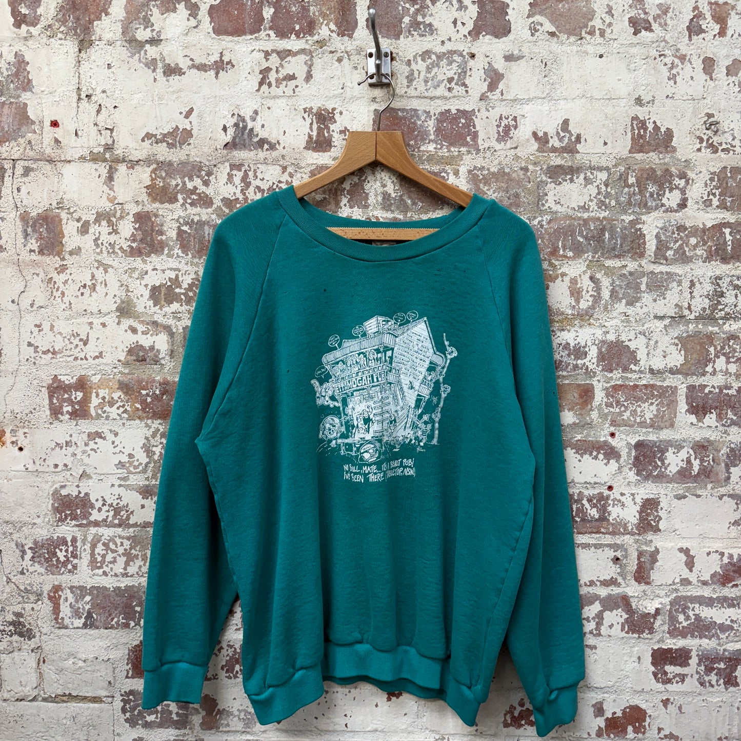 1980s Turquoise Pub Graphic Sweatshirt
