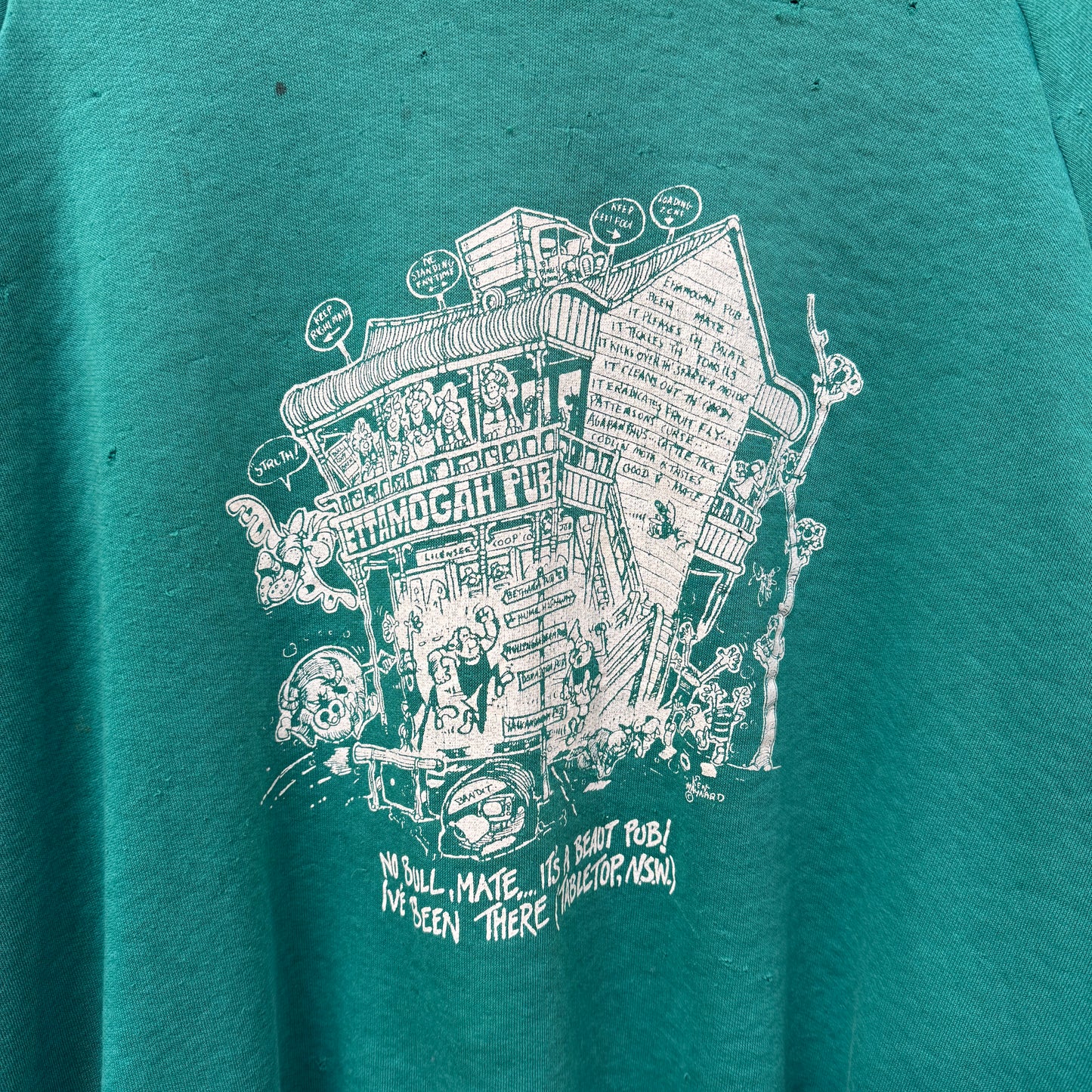 1980s Turquoise Pub Graphic Sweatshirt