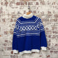1970s Blue Wool Knitted Roll Neck Jumper