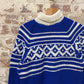 1970s Blue Wool Knitted Roll Neck Jumper