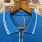 1980s Blue Sports Zip Polo Shirt Top