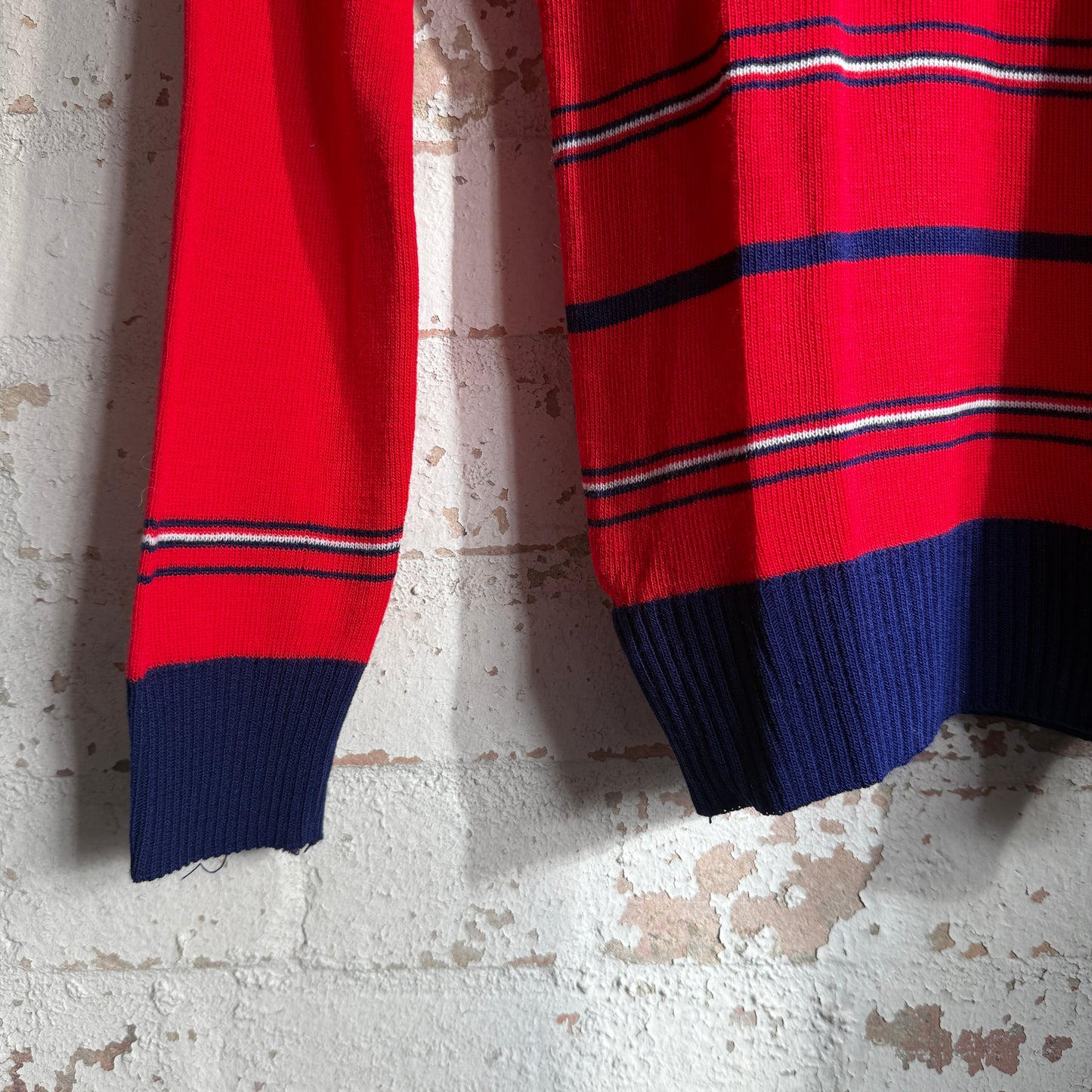 1970s Red Italian Knitted Round Neck Jumper Top