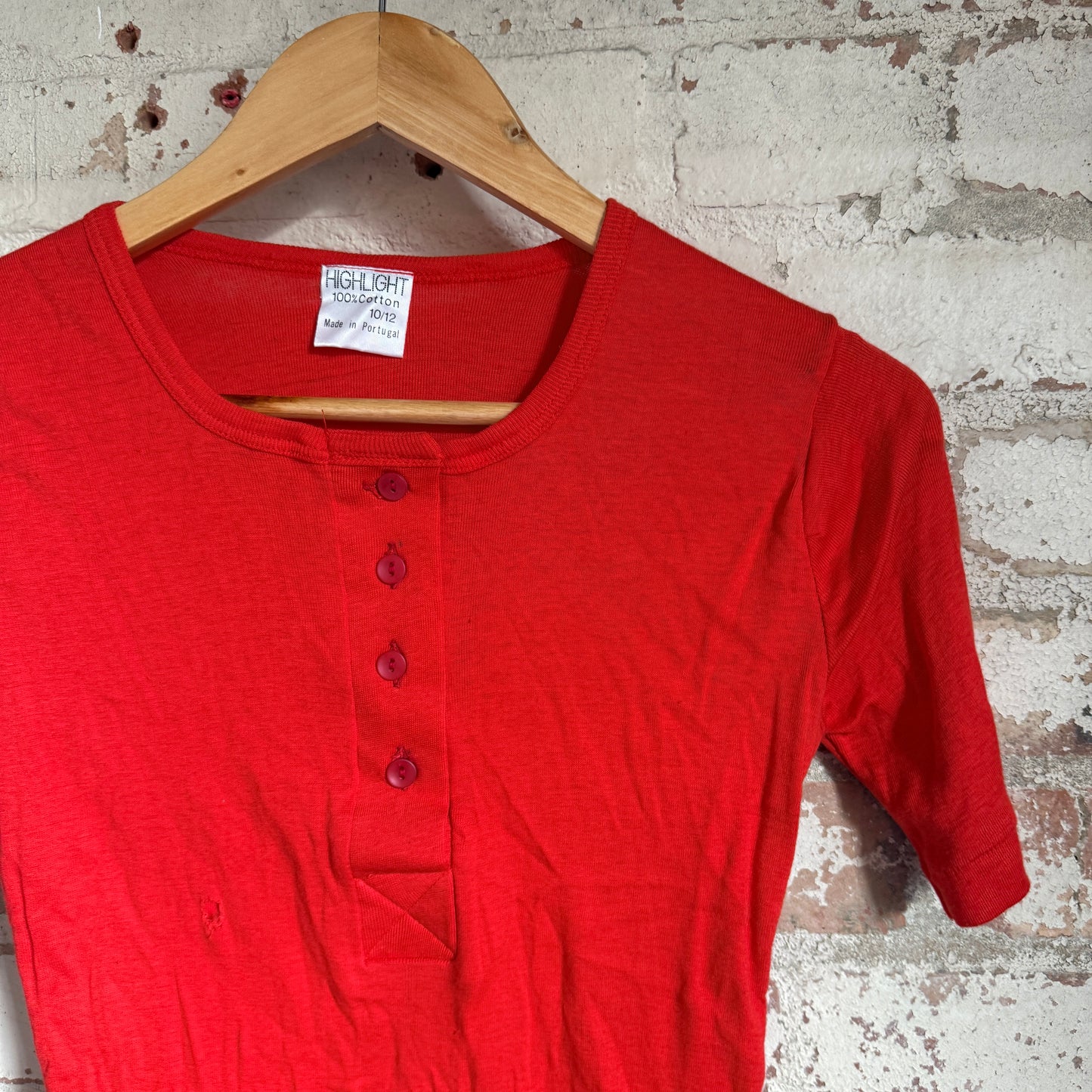 1970s Red Button Short Sleeved T-Shirt