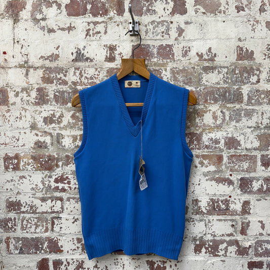 1970s Blue 'Pick" Knitted Tank Top Jumper