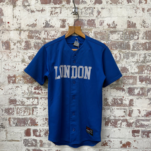 2000s Blue 'London' Button Up Baseball Jersey