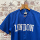 2000s Blue 'London' Button Up Baseball Jersey