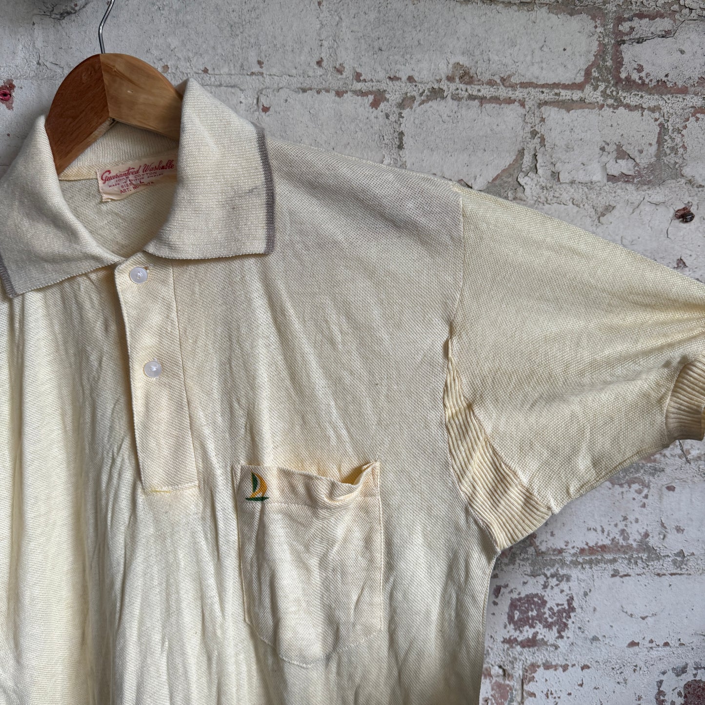 1960s Beige British Cotton Polo Shirt