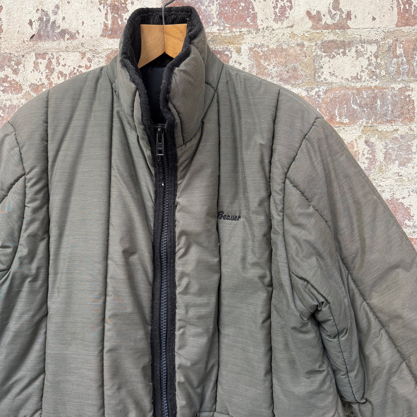 1980s Grey British Padded 'Beaver" Jacket