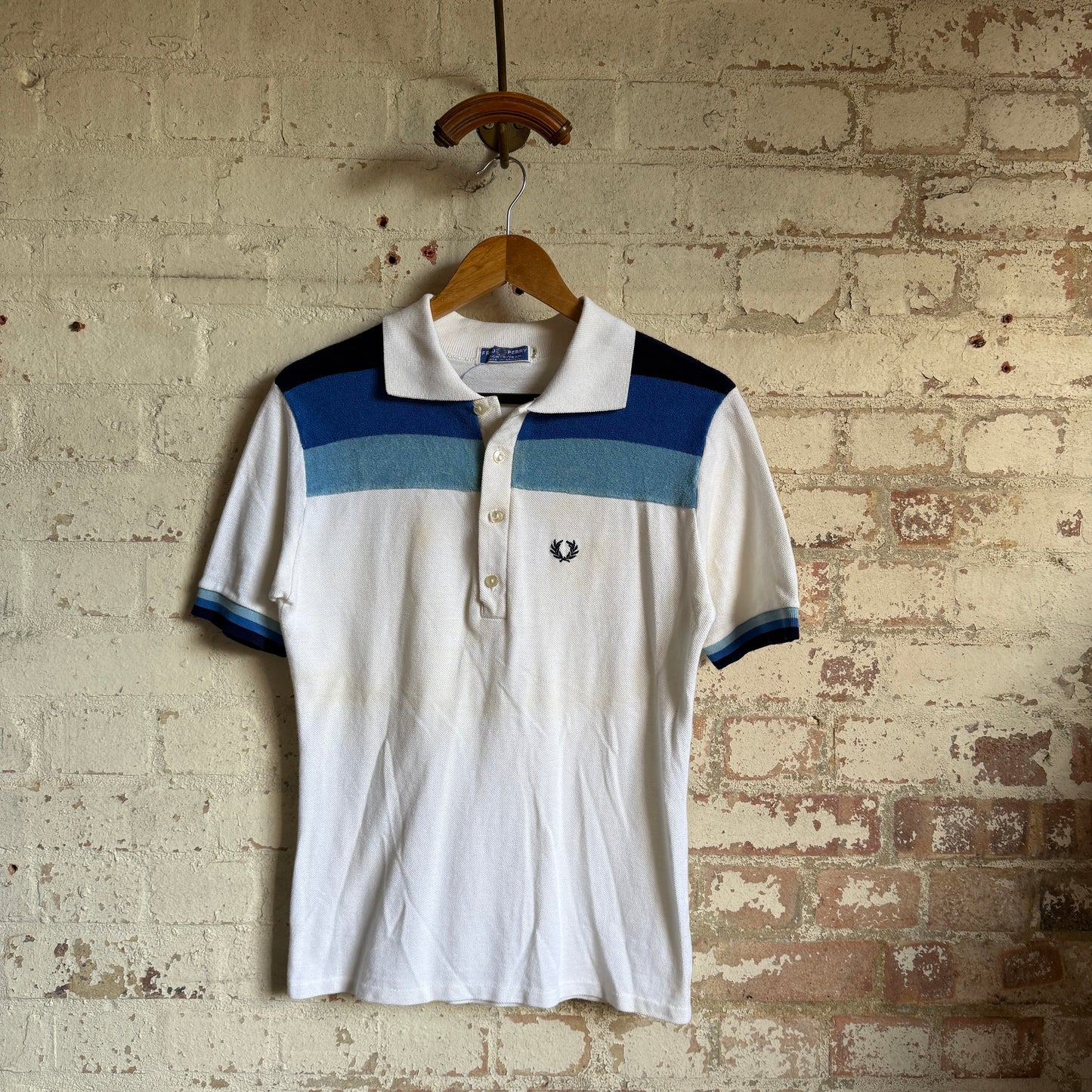 1980s White Fred Perry Towelling Polo Shirt Top
