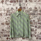 1970s White Patterned Dagger Collar Button Shirt