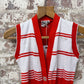 1970s Red Knitted Button Tank Top Jumper