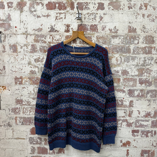 1980s Navy Fairisle Knitted Jumper