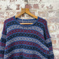 1980s Navy Fairisle Knitted Jumper