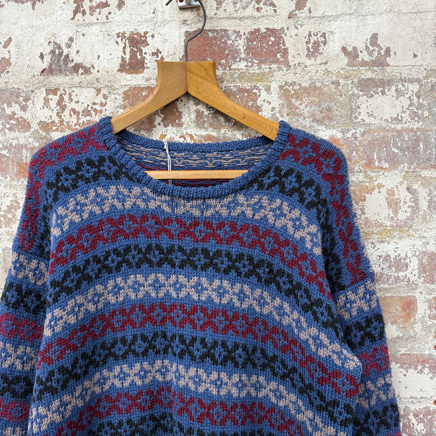 1980s Navy Fairisle Knitted Jumper