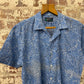 1970s Blue Paisley Print Button Up Shirt