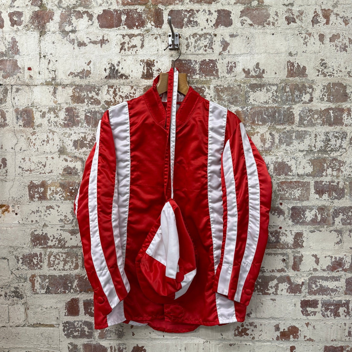 1960s Red Patterned Jockey Jacket with Hat
