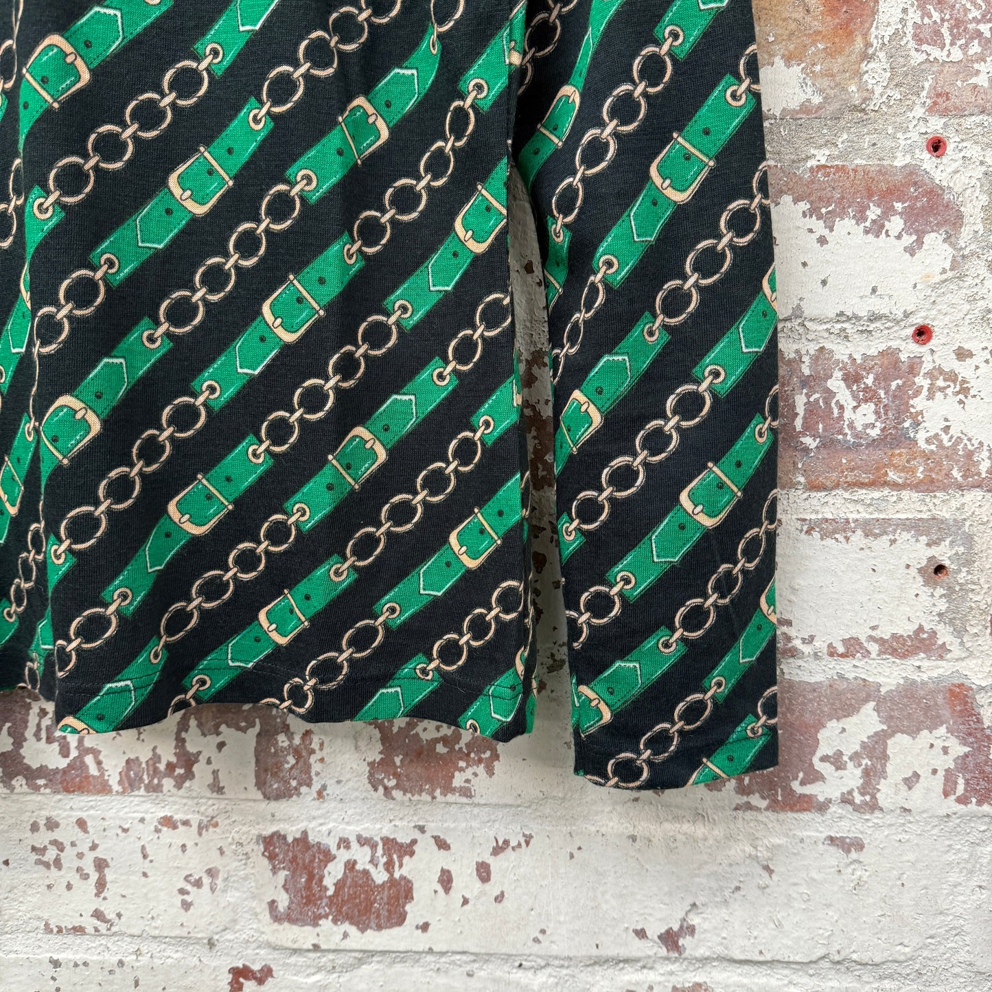 1970s Green Patterned Button Up Shirt
