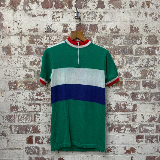 1970s Green Wool Cycling Zip Shirt