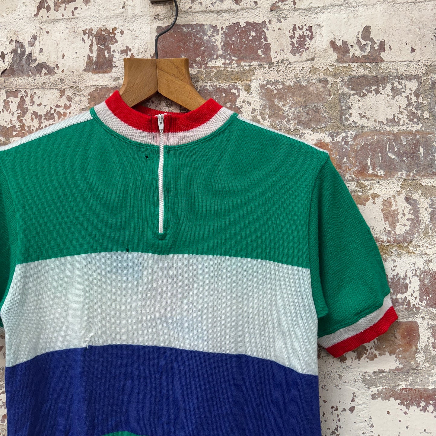 1970s Green Wool Cycling Zip Shirt