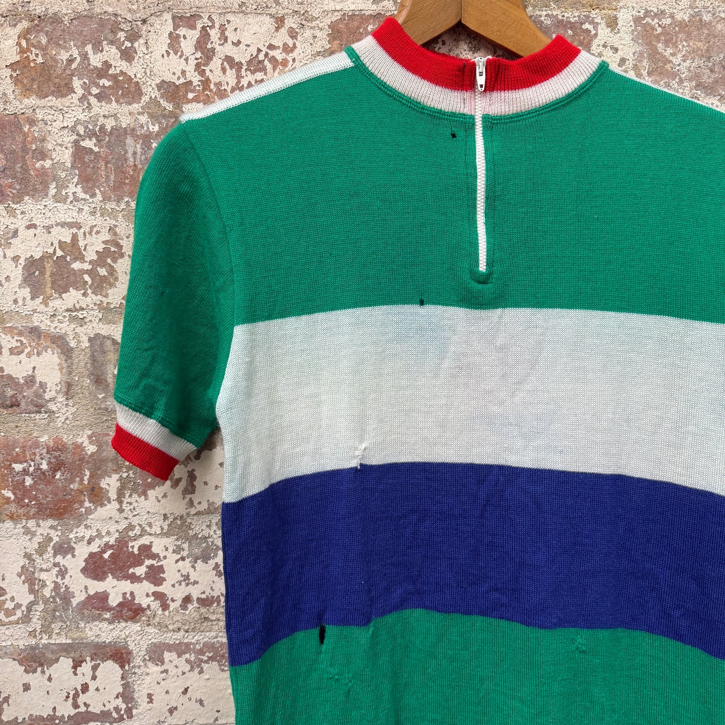 1970s Green Wool Cycling Zip Shirt