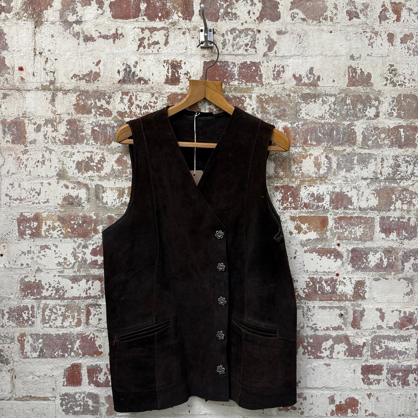 1960s Dark Brown Suede leather Waistcoat