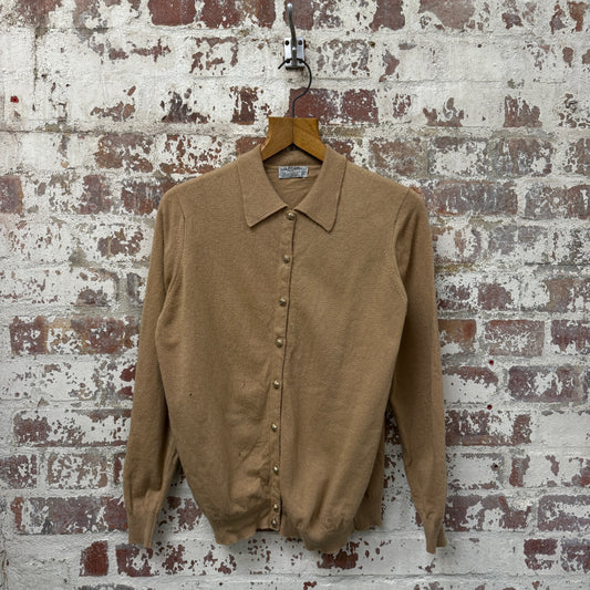 1980s Beige Jaeger Button Up Cardigan Jumper