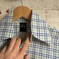 1970s White Checkered Dagger Collar Shirt