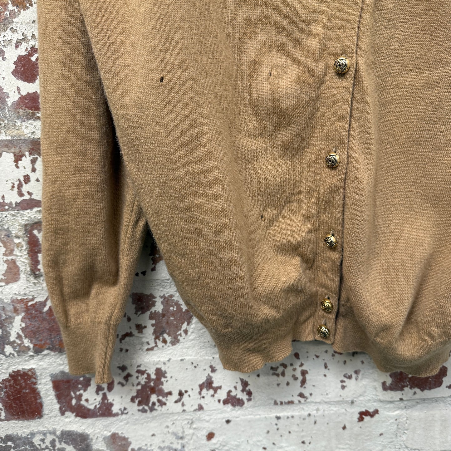 1980s Beige Jaeger Button Up Cardigan Jumper