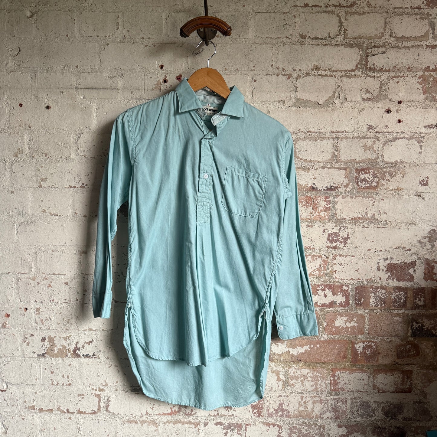 1950s Turquoise British Pullover Cotton Shirt