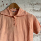 1970s Peach British Dead Stock Patterned Polo Shirt