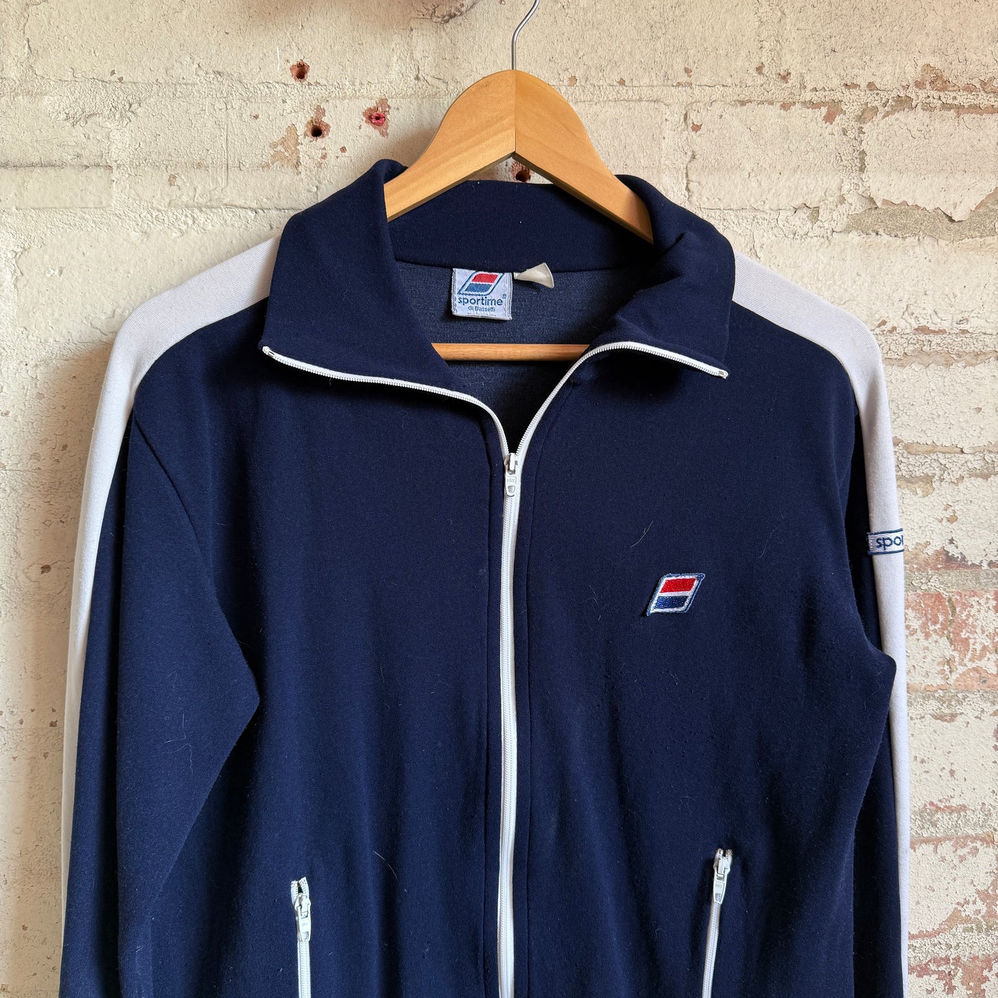 1980s Navy Zip Up Track Top