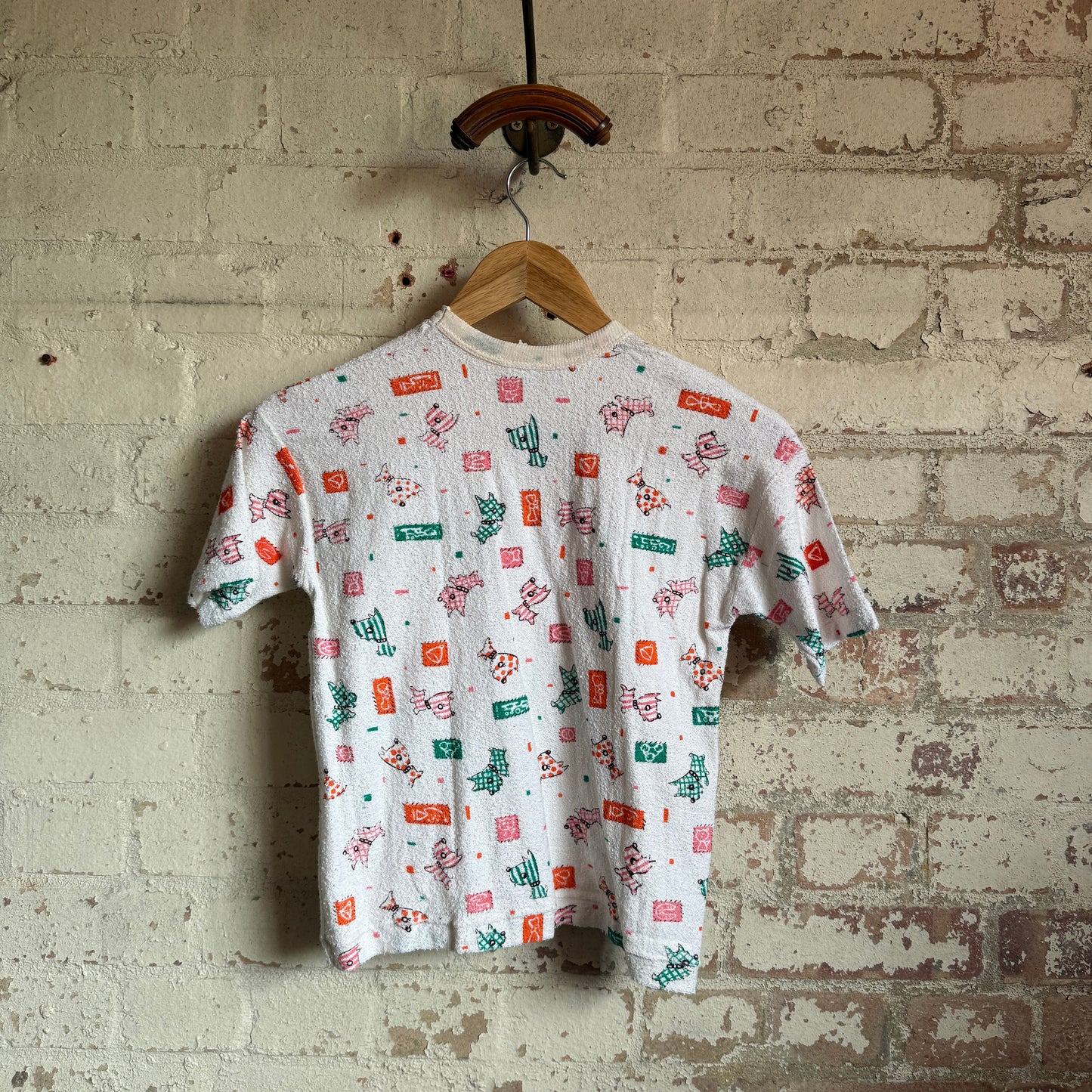 1970s White Graphic Towelling T-Shirt