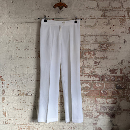 1970s White St Michaels Flared Trousers