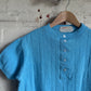 1970s Blue Button Polo Shirt Top