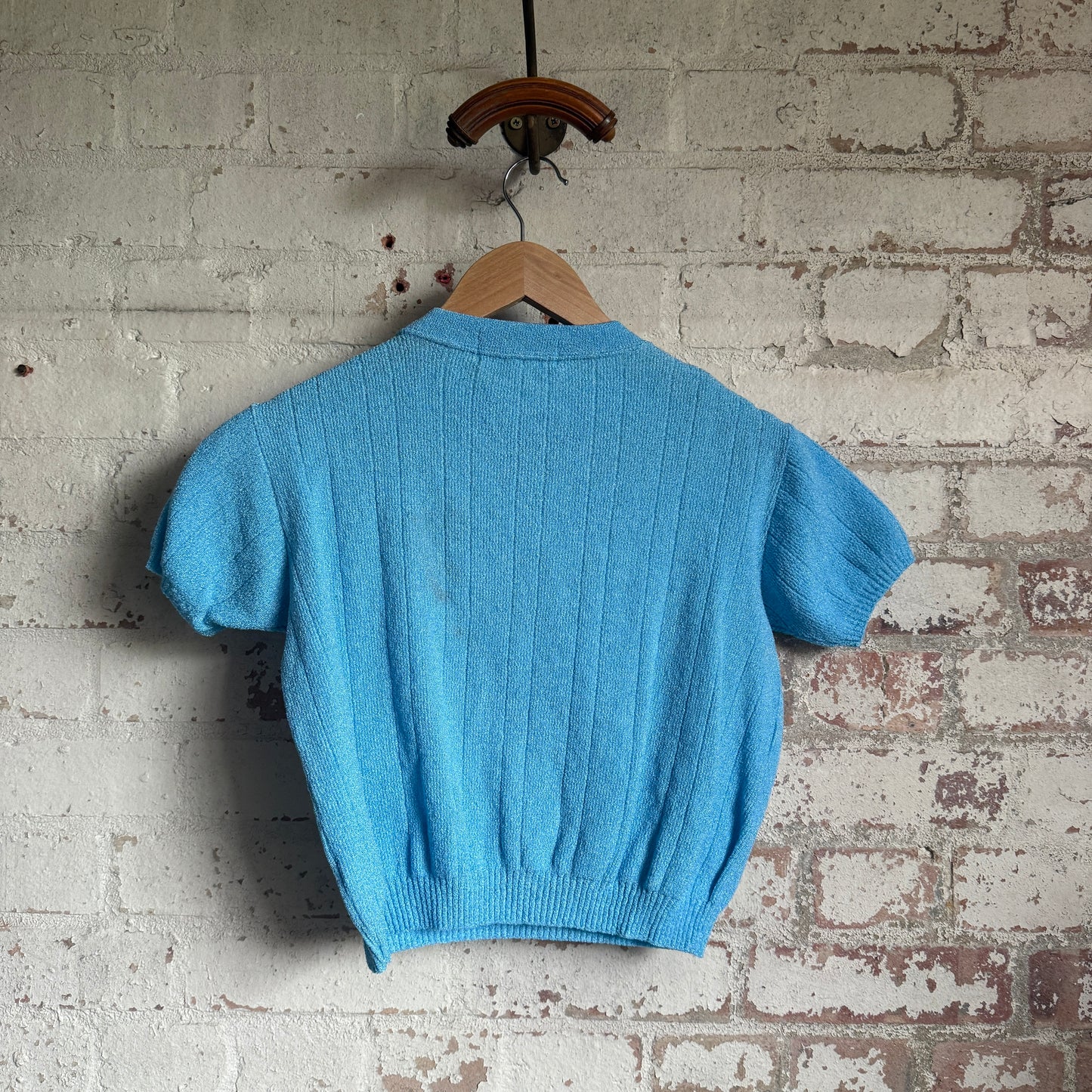 1970s Blue Button Polo Shirt Top