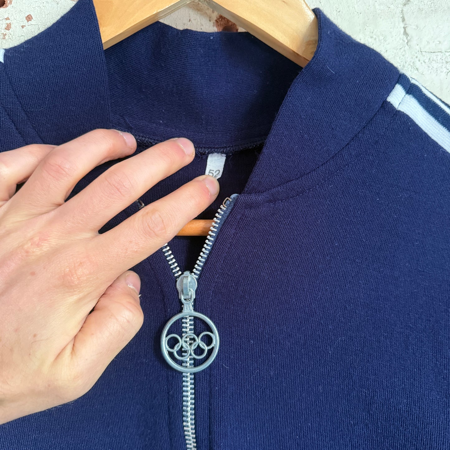 1980s Navy Zip Up Track Top Jumper