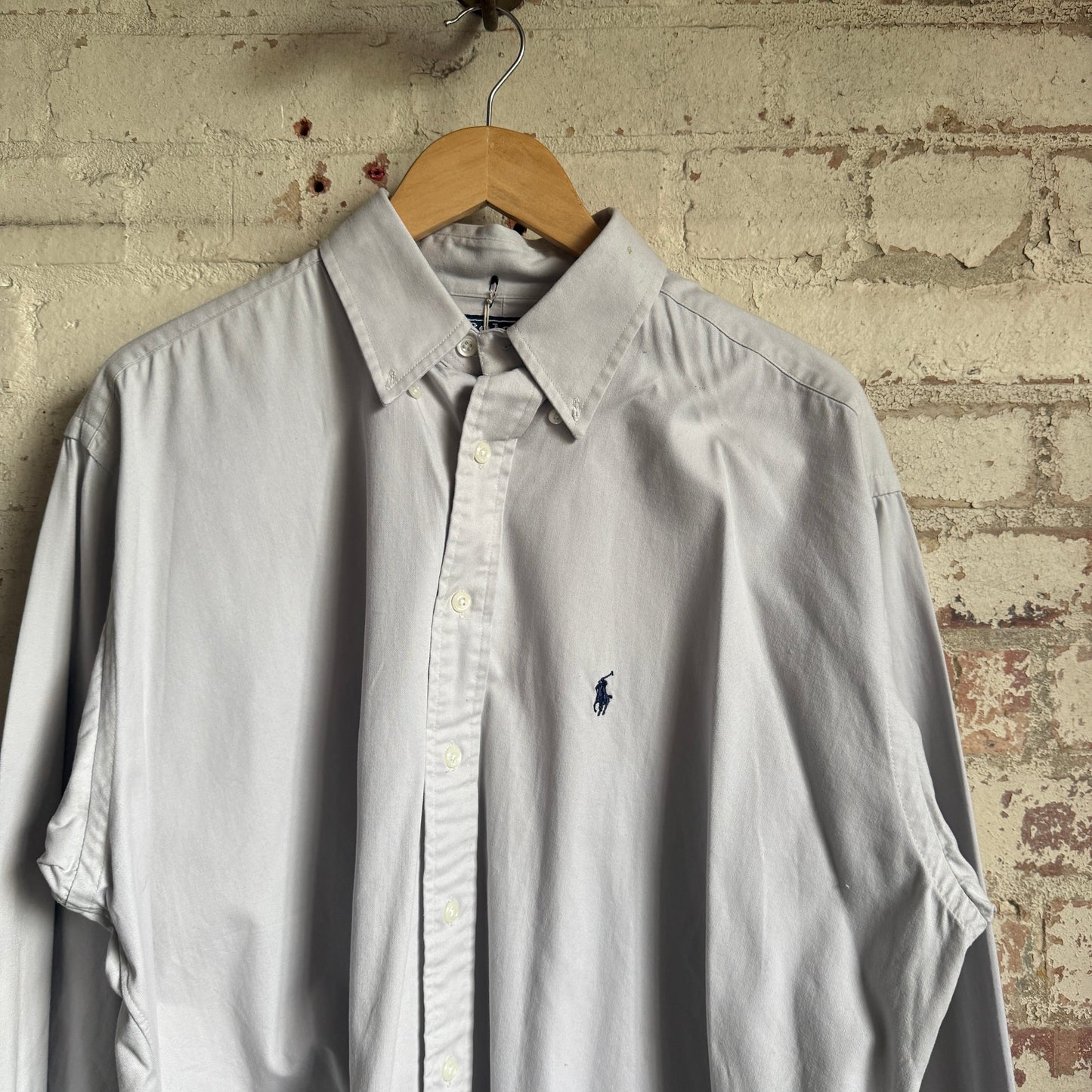 1990s Grey Ralph Lauren Blaire Button Shirt