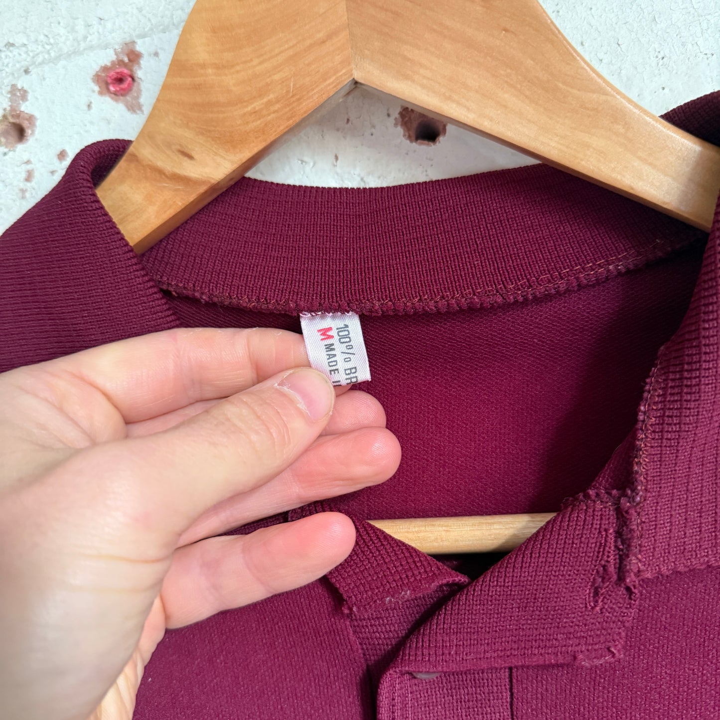 1980s Burgundy Maroon British Polo Shirt Top