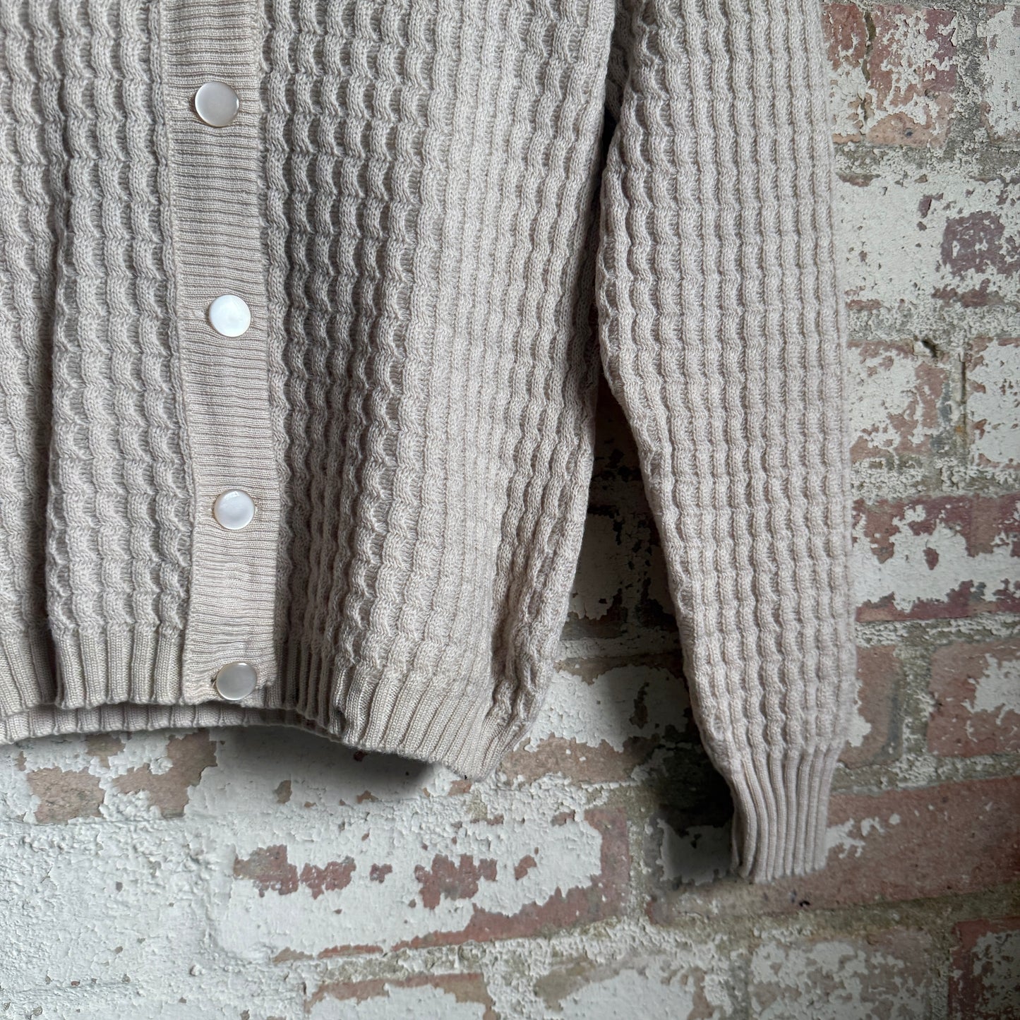 1960s Cream Wool Knitted Cardigan Jumper