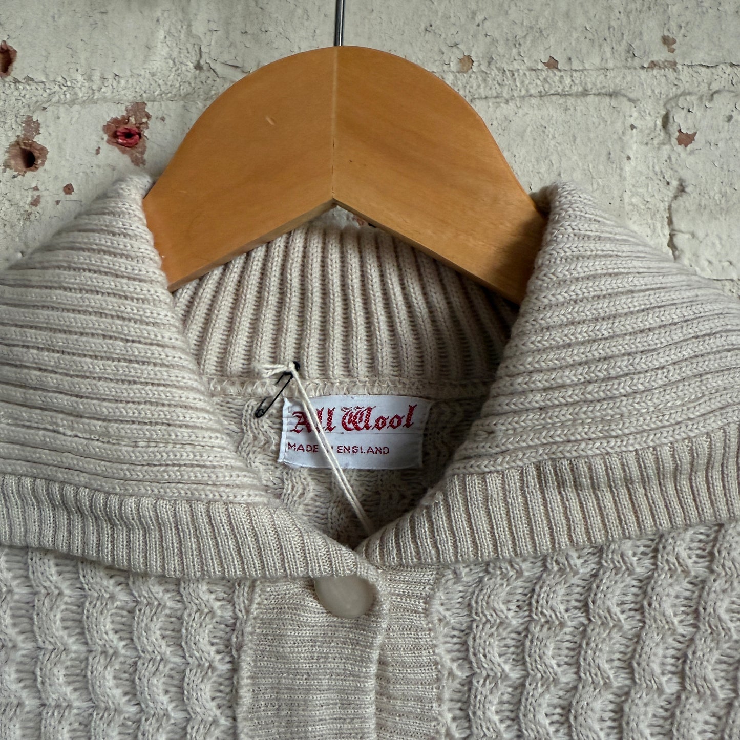 1960s Cream Wool Knitted Cardigan Jumper