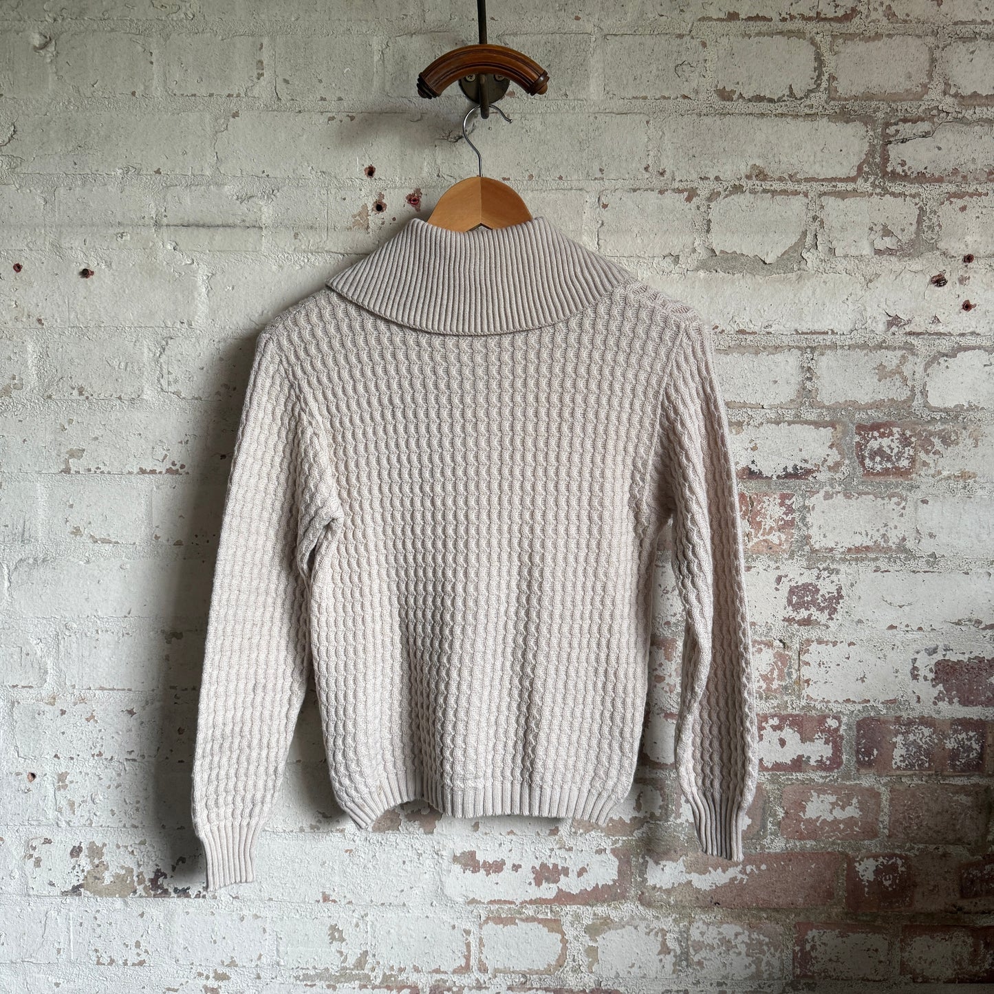 1960s Cream Wool Knitted Cardigan Jumper