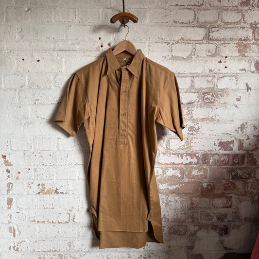 1940s Brown British Point Collar Work Shirt Jacket