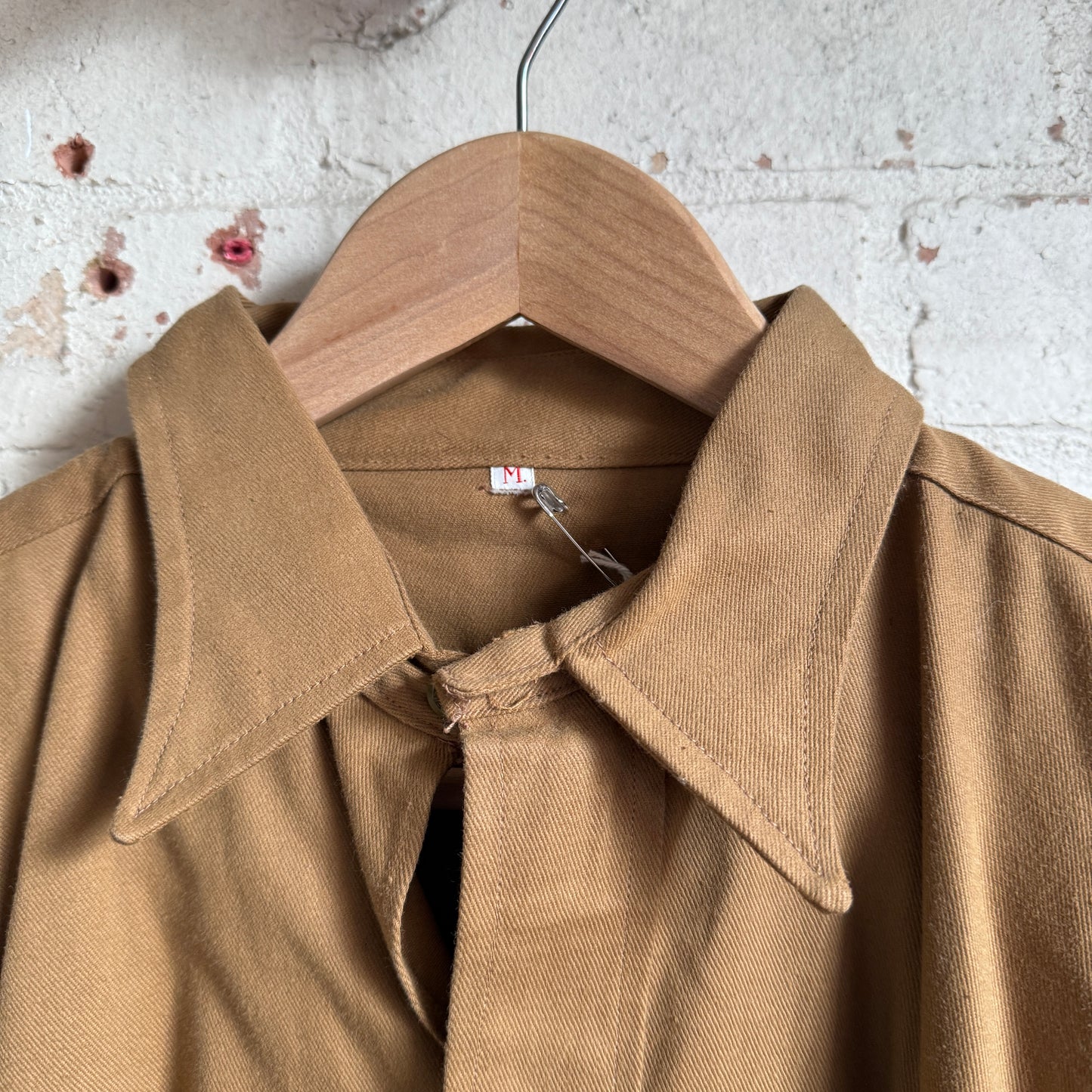 1940s Brown British Point Collar Work Shirt Jacket