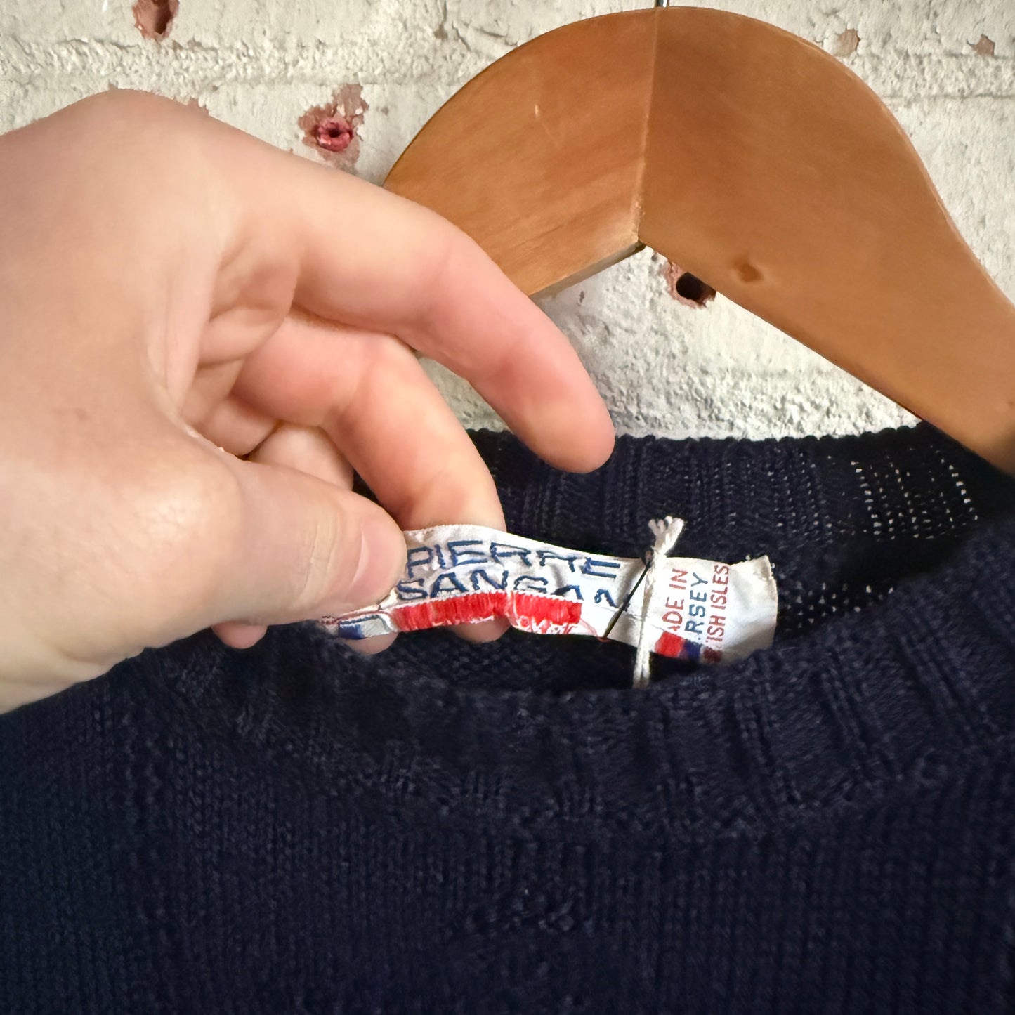 1970s 1980s Navy Guernsey Patterned Fisherman Jumper