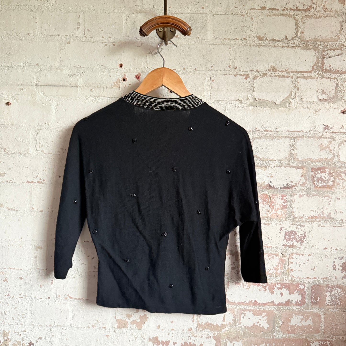 1950s Black Sequin Knitted Top