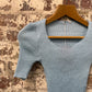 1970s 1980s Baby Blue Knitted T-Shirt Top