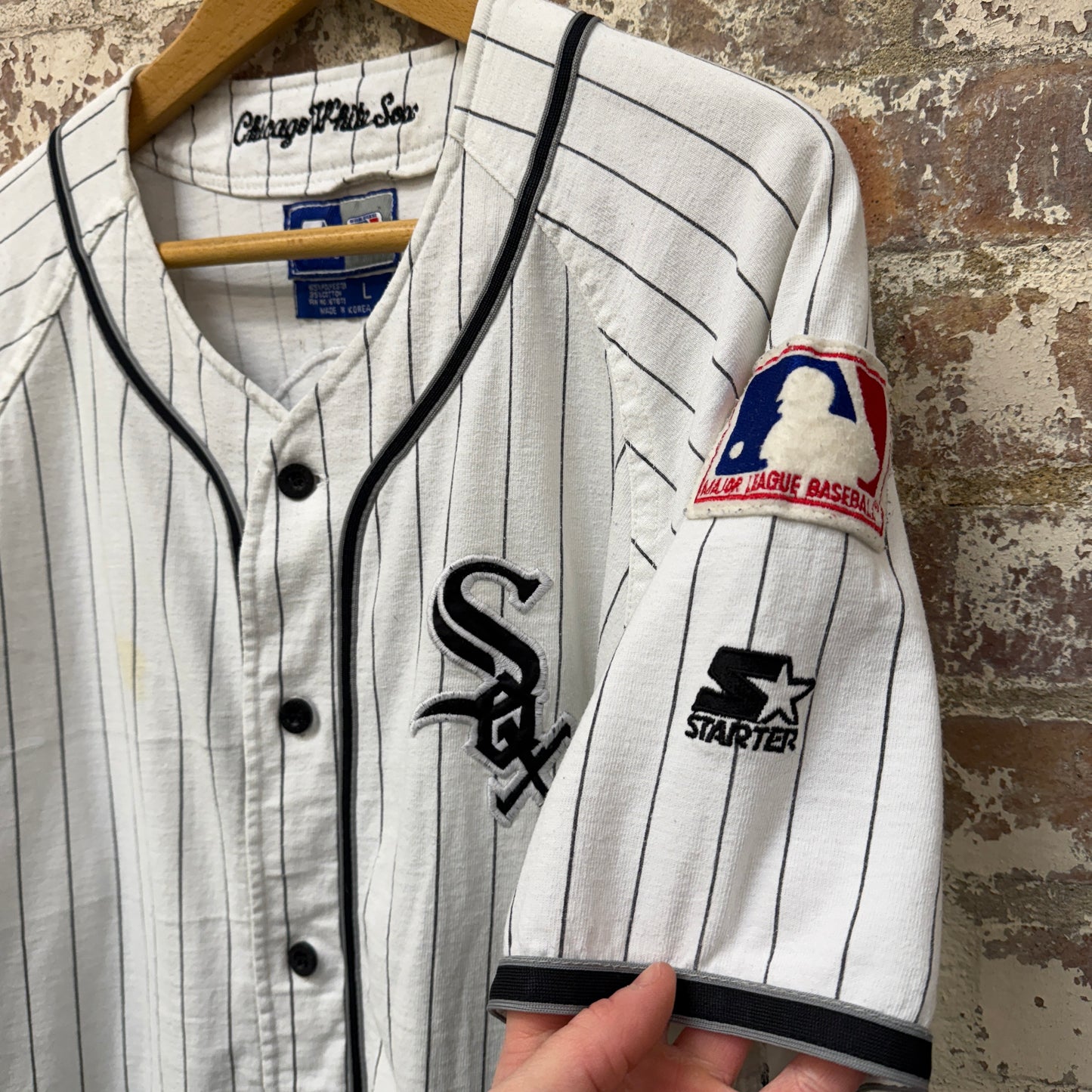 1990s White Striped Starter Boston Red Sox MLB Jersey Shirt
