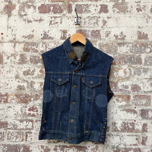 1980s Denim Levi's Modified Punk Gilet Jacket