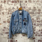 1980s Blue Distressed Denim Padded Jacket
